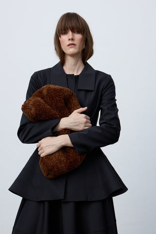 Peplum-Detail Fitted Wool Jacket – Black