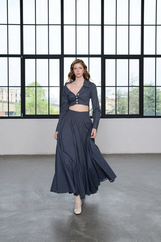 Chloe Cotton Maxi Skirt - Navy