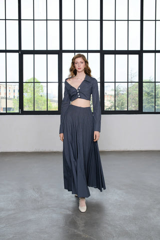 Chloe Cotton Maxi Skirt - Navy