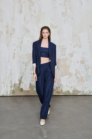 Madeleine Oversize Pinstripe Blazer – Navy