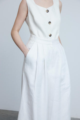 Linen Loose Fit Trousers - White