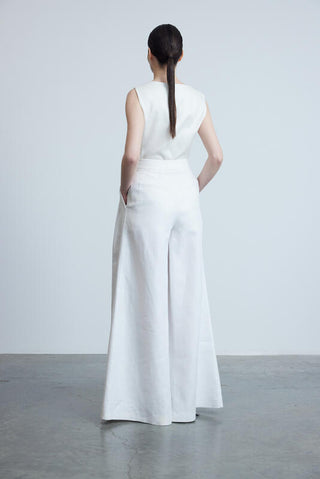 Linen Loose Fit Trousers - White