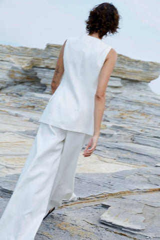 Linen Loose Fit Trousers - White