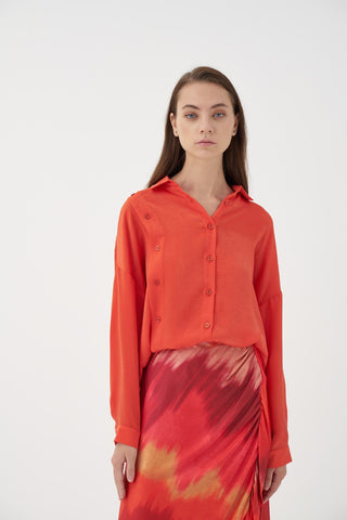 Wim Button-Detail Shirt – Orange