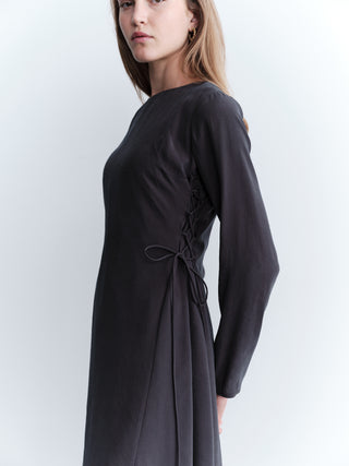 Side-Tie Tencel Maxi Dress - Black
