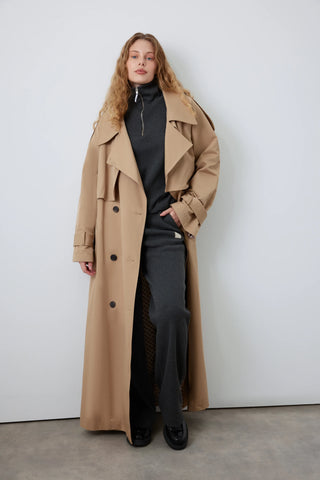 Inara Retro Trench Coat – Beige