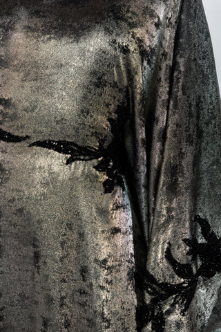 Infinity Silk Embellished Abaya – Metallic Gray