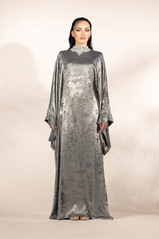 Starfall Embellished Abaya – Silver