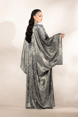 Starfall Embellished Abaya – Silver