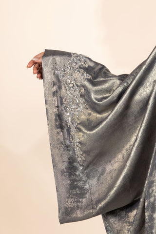 Starfall Embellished Abaya – Silver