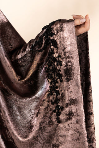 Cosmic Blossom Embellished Abaya – Dusty Rose