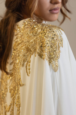 Golden Mirage Embellished Abaya – White