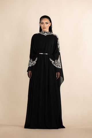 Shadow Star Embellished Abaya – Black