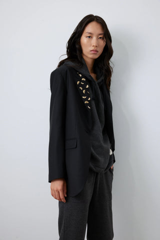 Maxim Embellished Oversized Blazer – Black