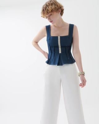 Amellia High-Waist Pleated Trousers – White