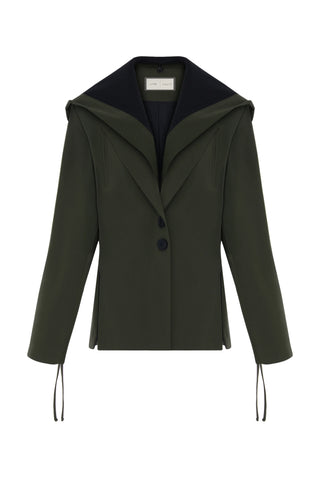 Olive Hooded Blazer (Detachable Hood) – Khaki