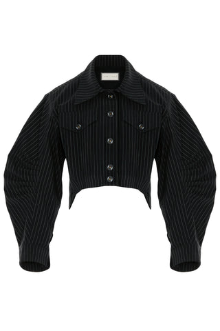 Valentino Cropped Pinstripe Jacket – Black