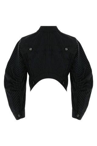 Valentino Cropped Pinstripe Jacket – Black