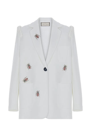 Maëlle Embroidered Blazer – White