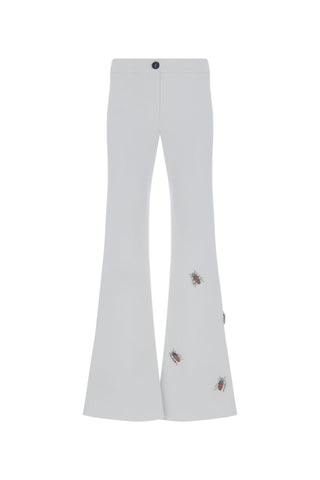 Maëlle Embroidered Flared Trousers – White