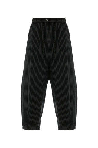 Valentino Striped Barrel Trousers – Black