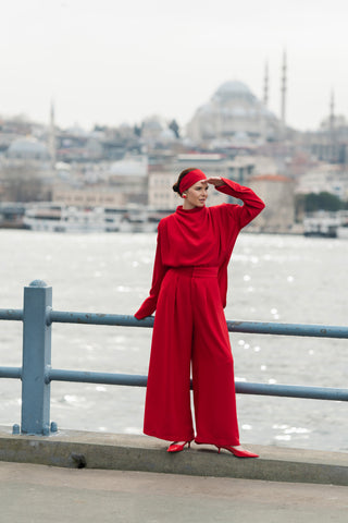 Amanda Pleated Red Pants