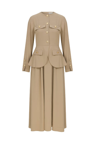 SHERI Crepe Dress – Beige