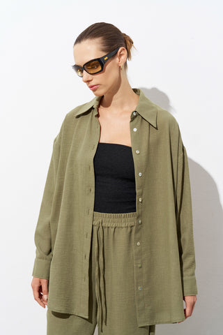 Lina Linen Khaki Shirt