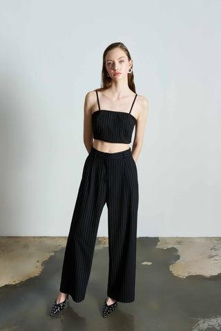 Blaire Pinstripe Black Palazzo Pants