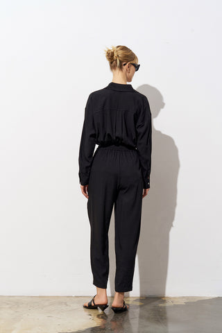 Lina Linen Blend Trousers - Black