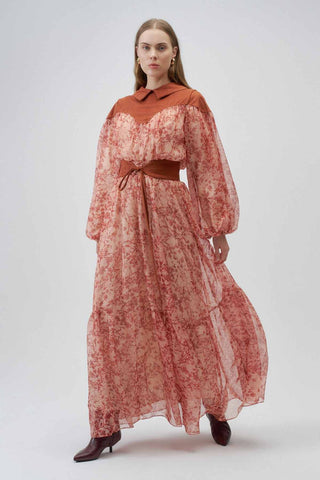 Velouria Chiffon Dress – Terracotta Rose