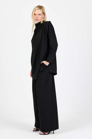 Amanda Pleated Blouse - Black