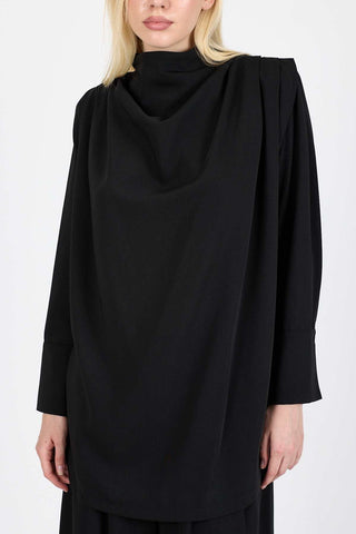 Amanda Pleated Blouse - Black