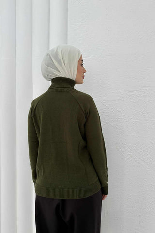 Turtleneck Knit Sweater – Khaki