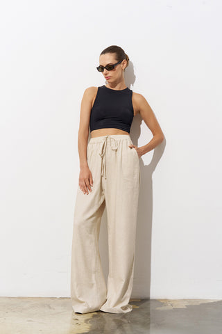 Nancy Relaxed Linen Blend Wide-Leg Pants