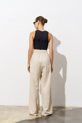 Nancy Relaxed Linen Blend Wide-Leg Pants