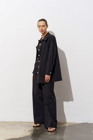Gilly Poplin Black Shirt