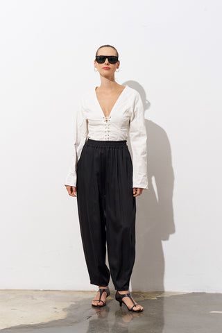 Linea Tencel Black Tapered Pants