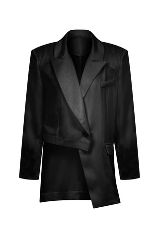 Zenni Asymmetric Tencel Black Blazer