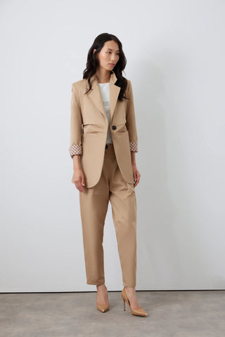 Inara Tailored Single-Button Blazer – Beige