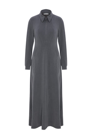 Kelly Zip-Up Grey Dress