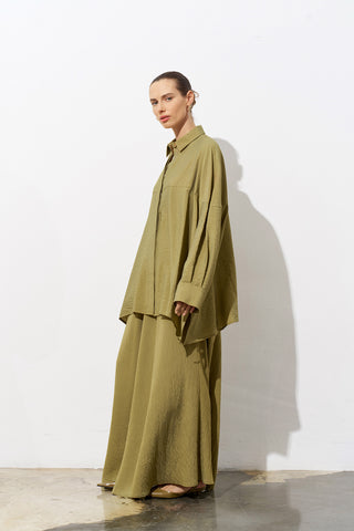 Minimal Elegance Khaki Linen Skirt