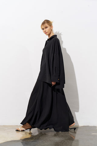 Minimal Elegance Black Linen Skirt