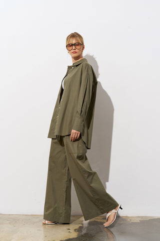 Pulse Oversized Poplin Shirt – Khaki