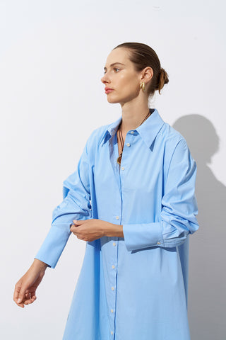 Bella Maxi Poplin Tunic – Blue