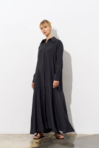 Gala Poplin Shirt Dress – Black