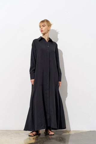 Gala Poplin Shirt Dress – Black
