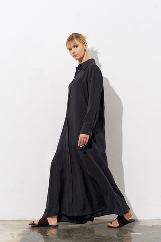 Gala Poplin Shirt Dress – Black