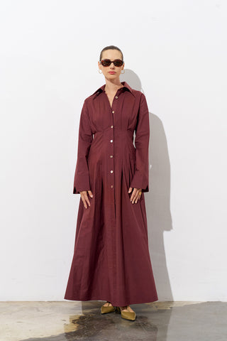 Elle Poplin Dress – Bordeaux