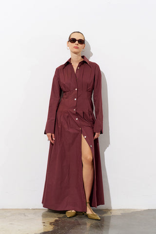Elle Poplin Dress – Bordeaux